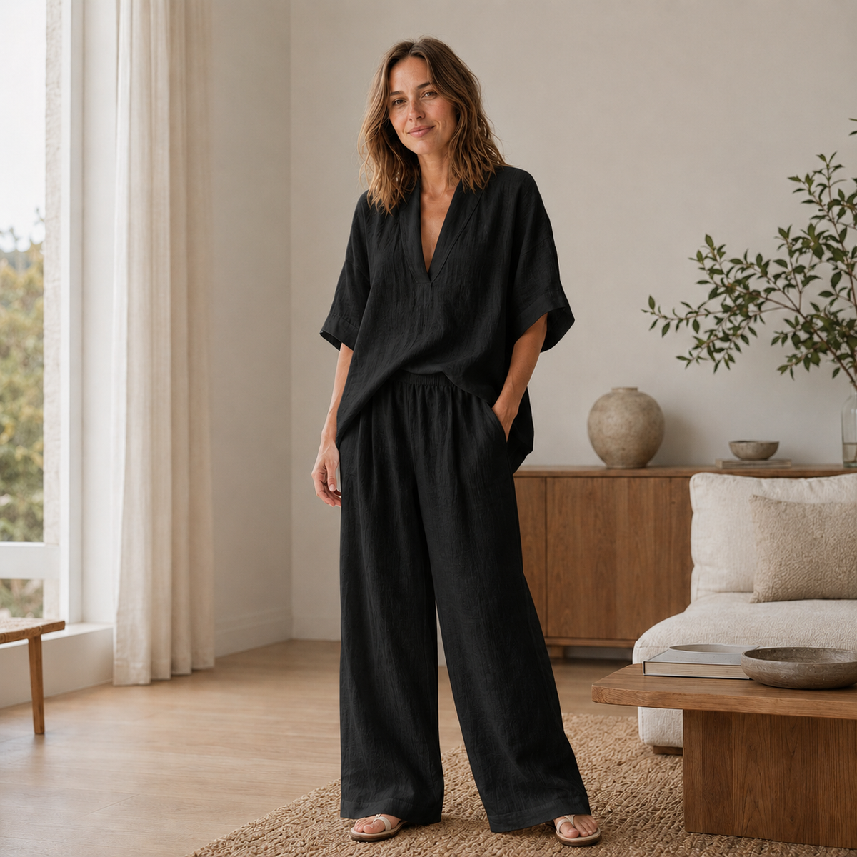 Ensemble Loungewear Lina – Blouse & Pantalon large