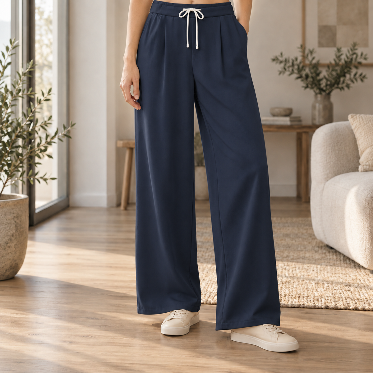 Pantalon large taille haute Célestine