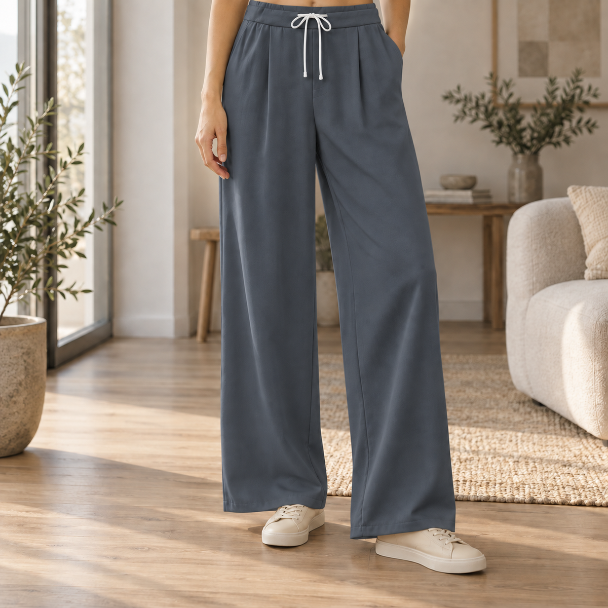 Pantalon large taille haute Célestine