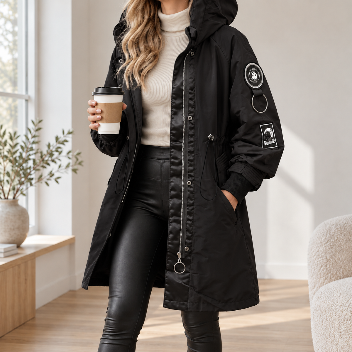 Veste à capuche Clarisse – Doublée & Coupe élégante