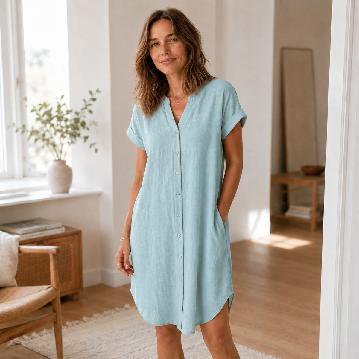 Robe tunique Liv – Décontractée, décolleté en V