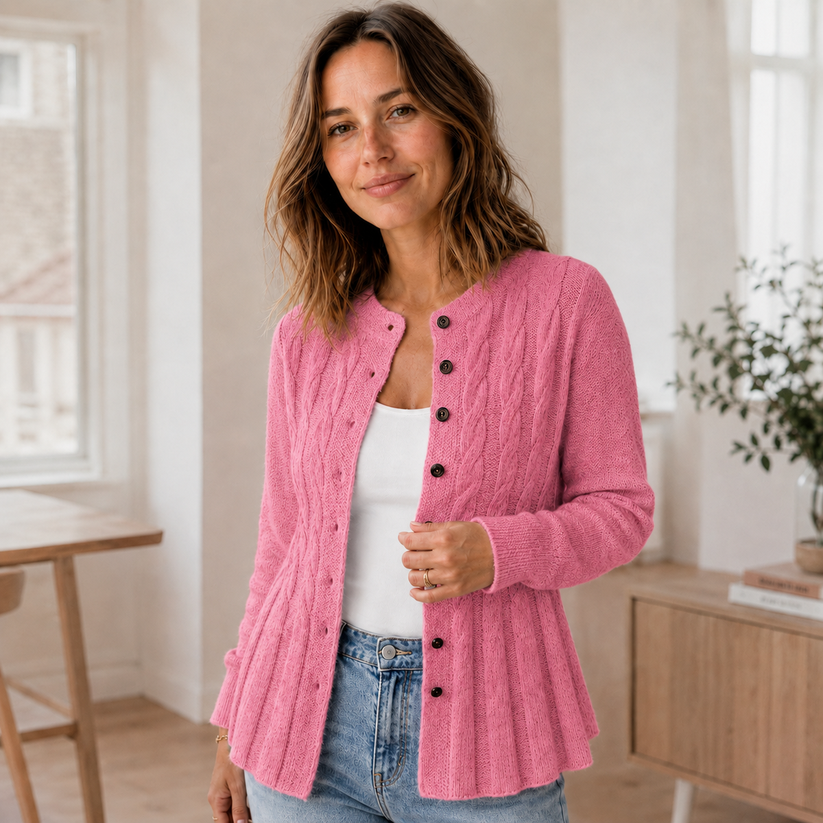 Gilet en maille Mila – Cardigan péplum
