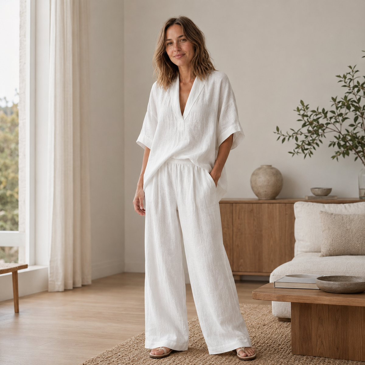 Ensemble Loungewear Lina – Blouse & Pantalon large
