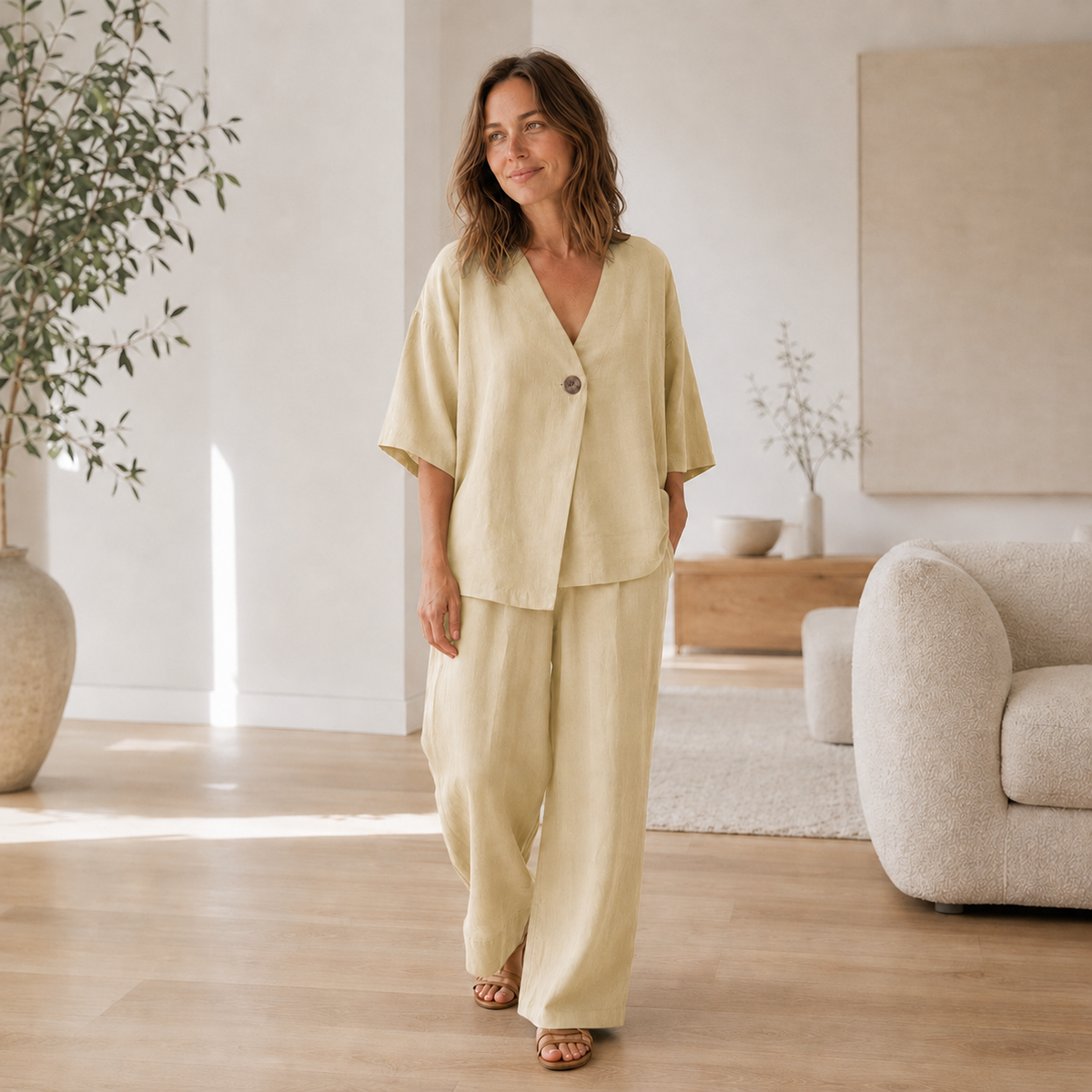 Ensemble Loungewear Mara – Blouse & Pantalon large