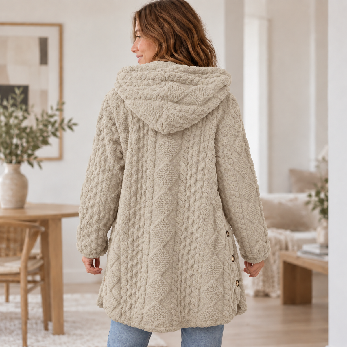 Manteau fausse fourrure Rose