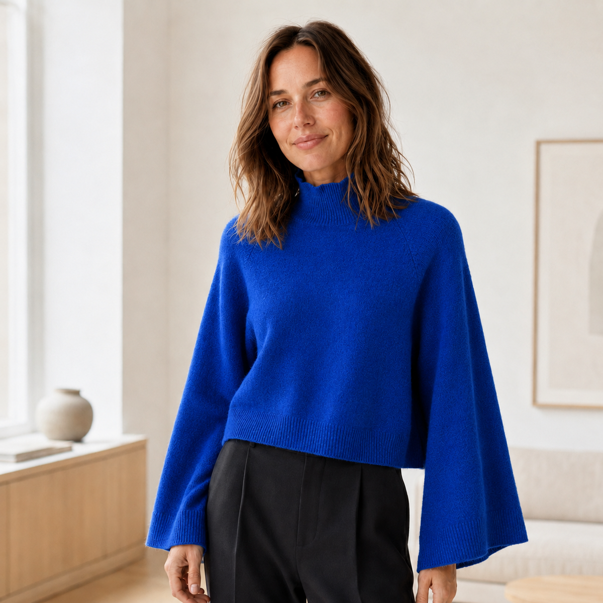 Pull col roulé Thea – Manches cloche façon cropped