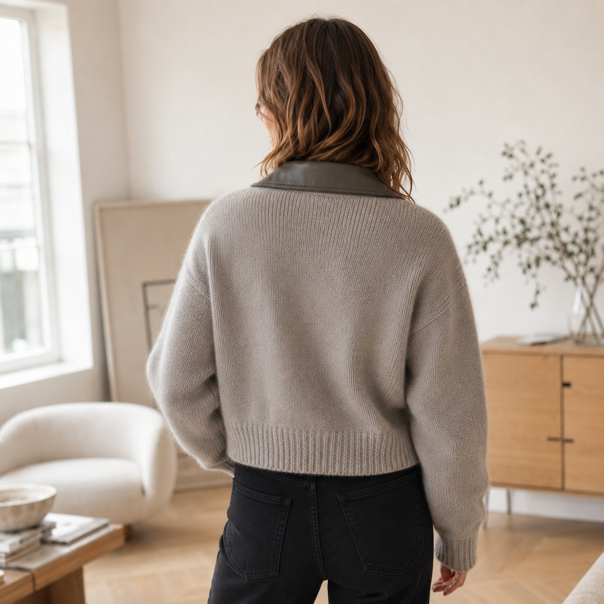 Bomber en maille Vera – Cropped avec zip & col contrastant
