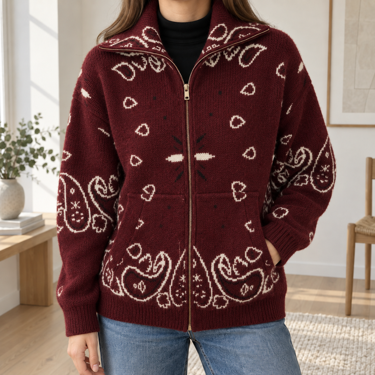Cardigan Maë – Col Montant et Fermeture Zippée