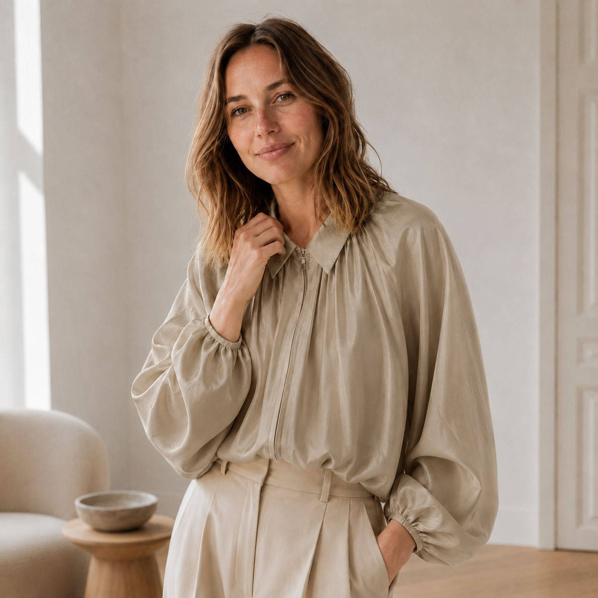Chemisier oversize Lotte – Manches ballon & ourlet bouffant