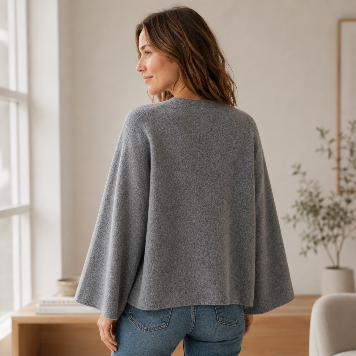 Gilet en maille Marlene – Esprit kimono à manches larges