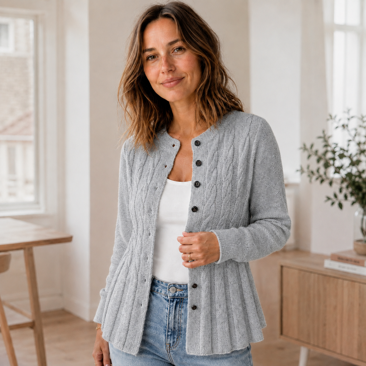 Gilet en maille Mila – Cardigan péplum