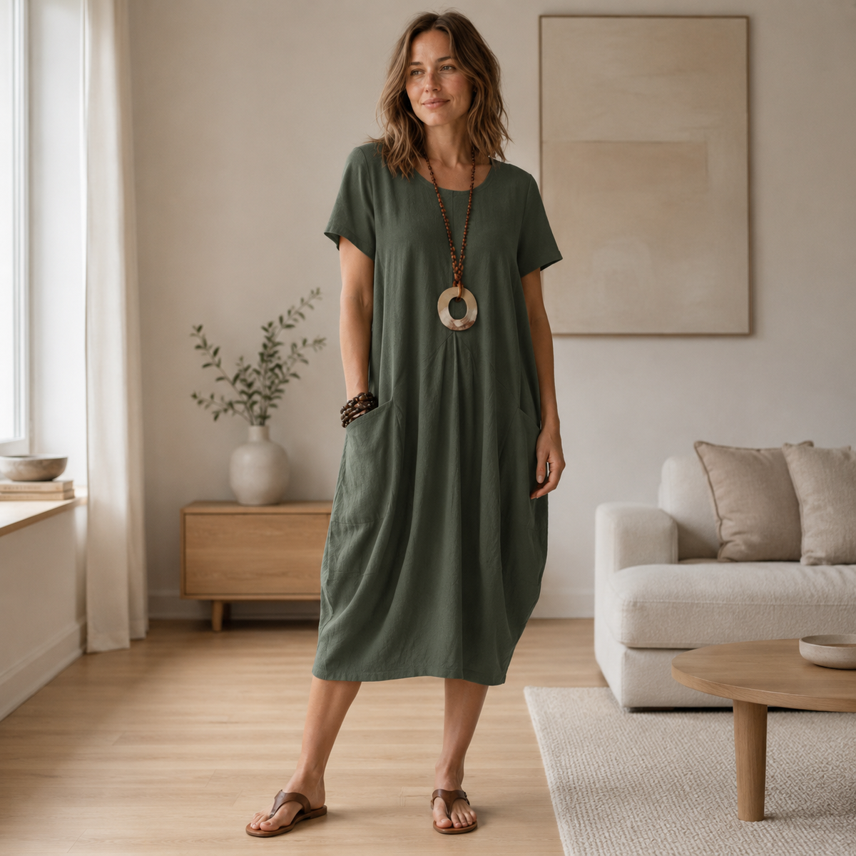 Robe d'été en lin Mira – Coupe ample avec poches