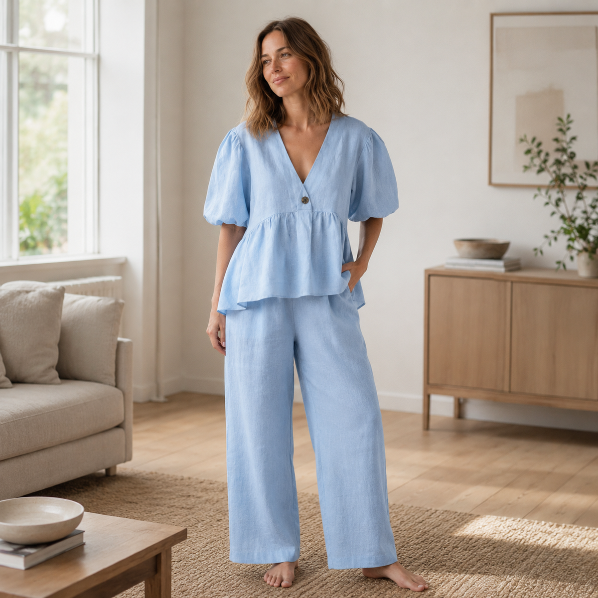 Ensemble Loungewear Elin – Blouse & Pantalon en coton
