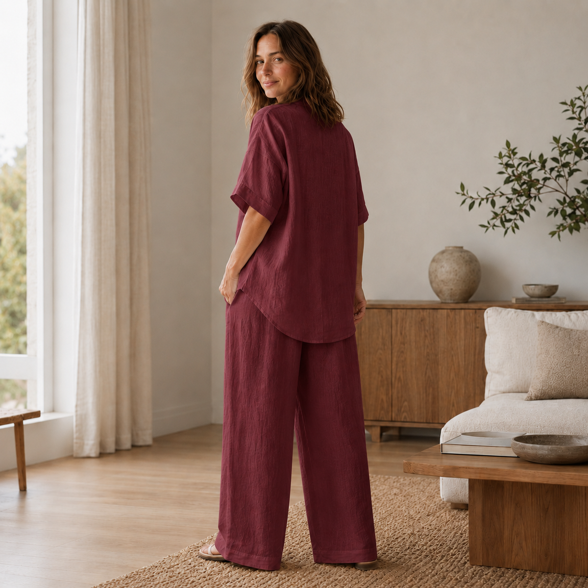 Ensemble Loungewear Lina – Blouse & Pantalon large