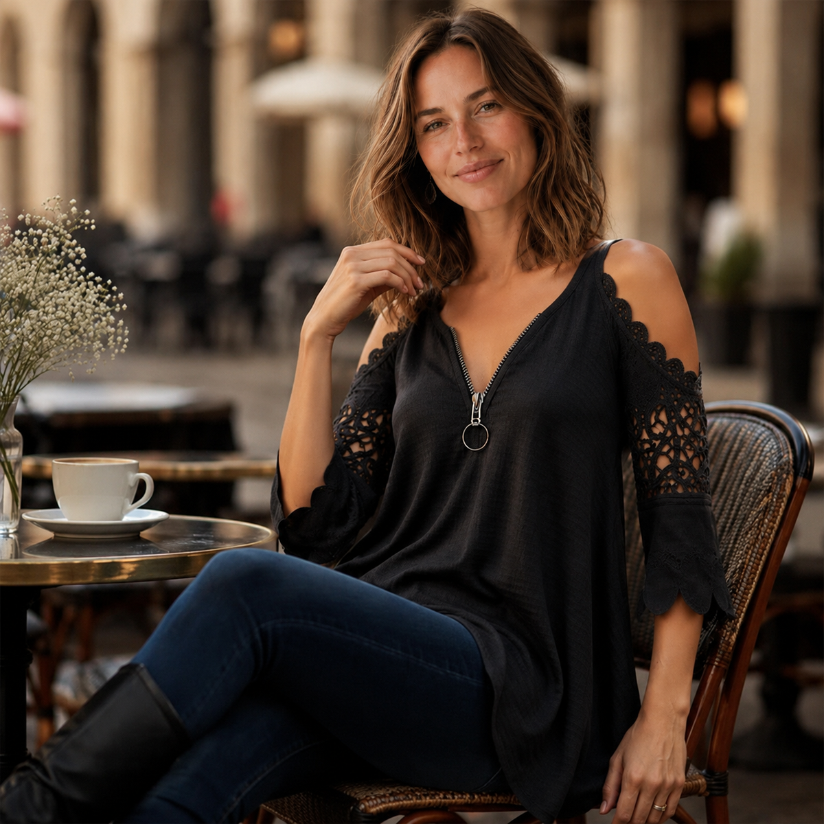 Top en Dentelle Amelie – Coquet et Élégant pour Toute Occasion