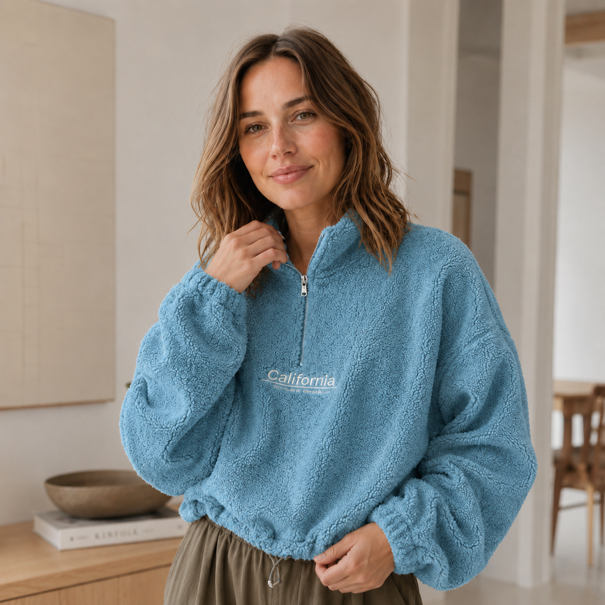 Polaire teddy demi-zip Romi – Cropped & douillette