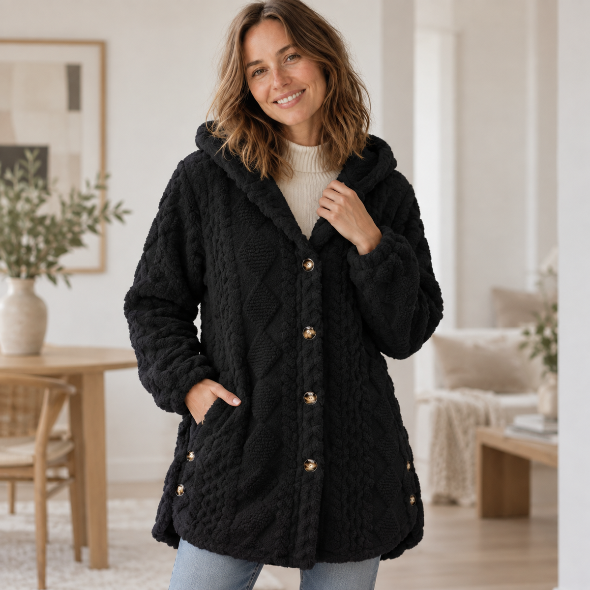 Manteau fausse fourrure Rose