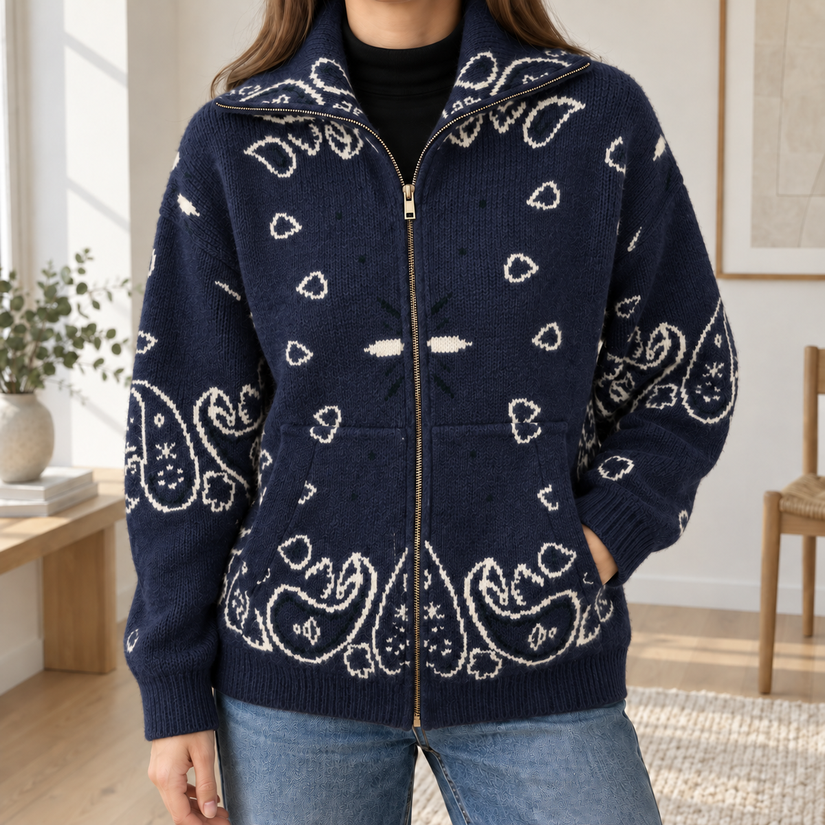 Cardigan Maë – Col Montant et Fermeture Zippée