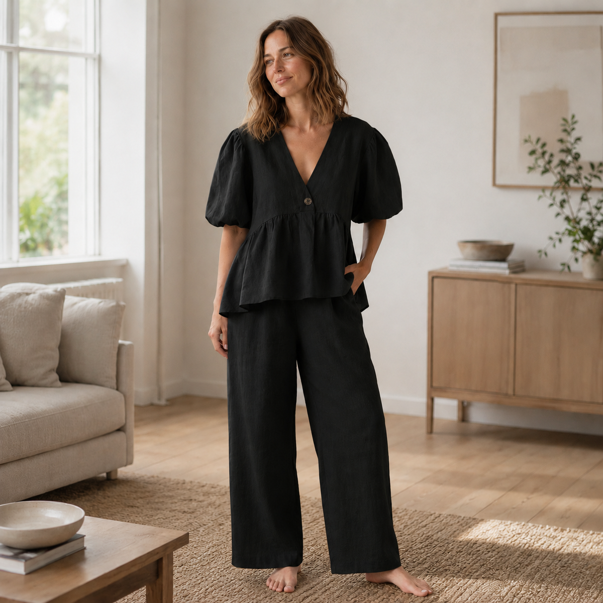 Ensemble Loungewear Elin – Blouse & Pantalon en coton