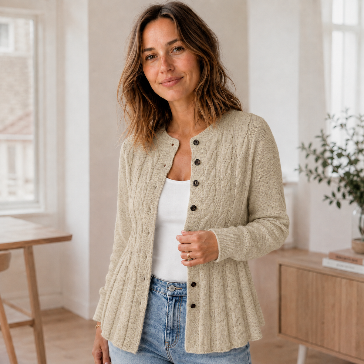 Gilet en maille Mila – Cardigan péplum