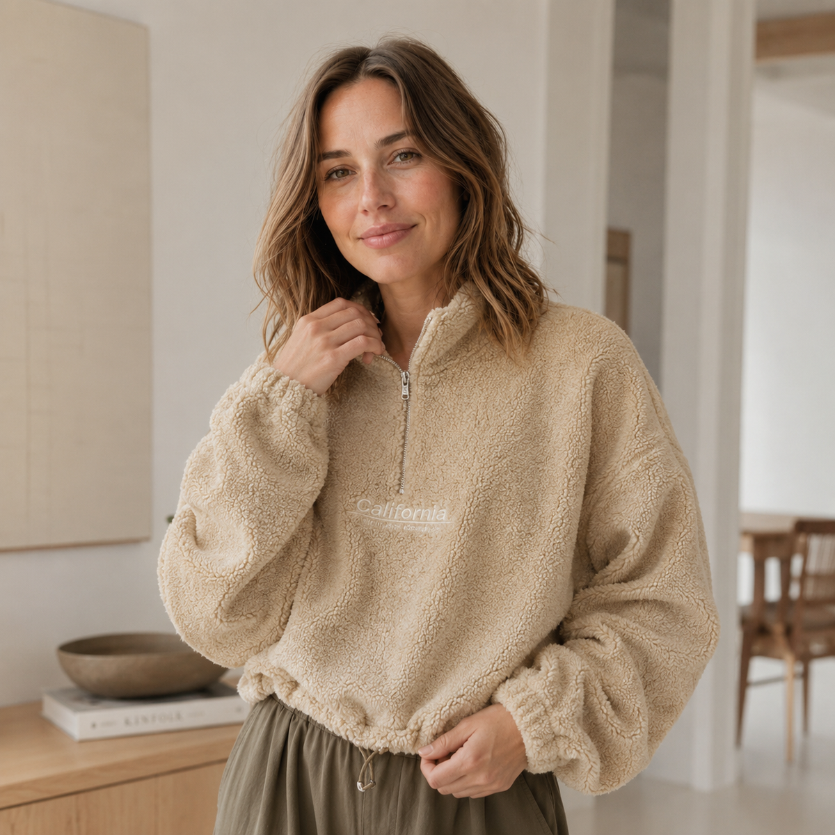 Polaire teddy demi-zip Romi – Cropped & douillette