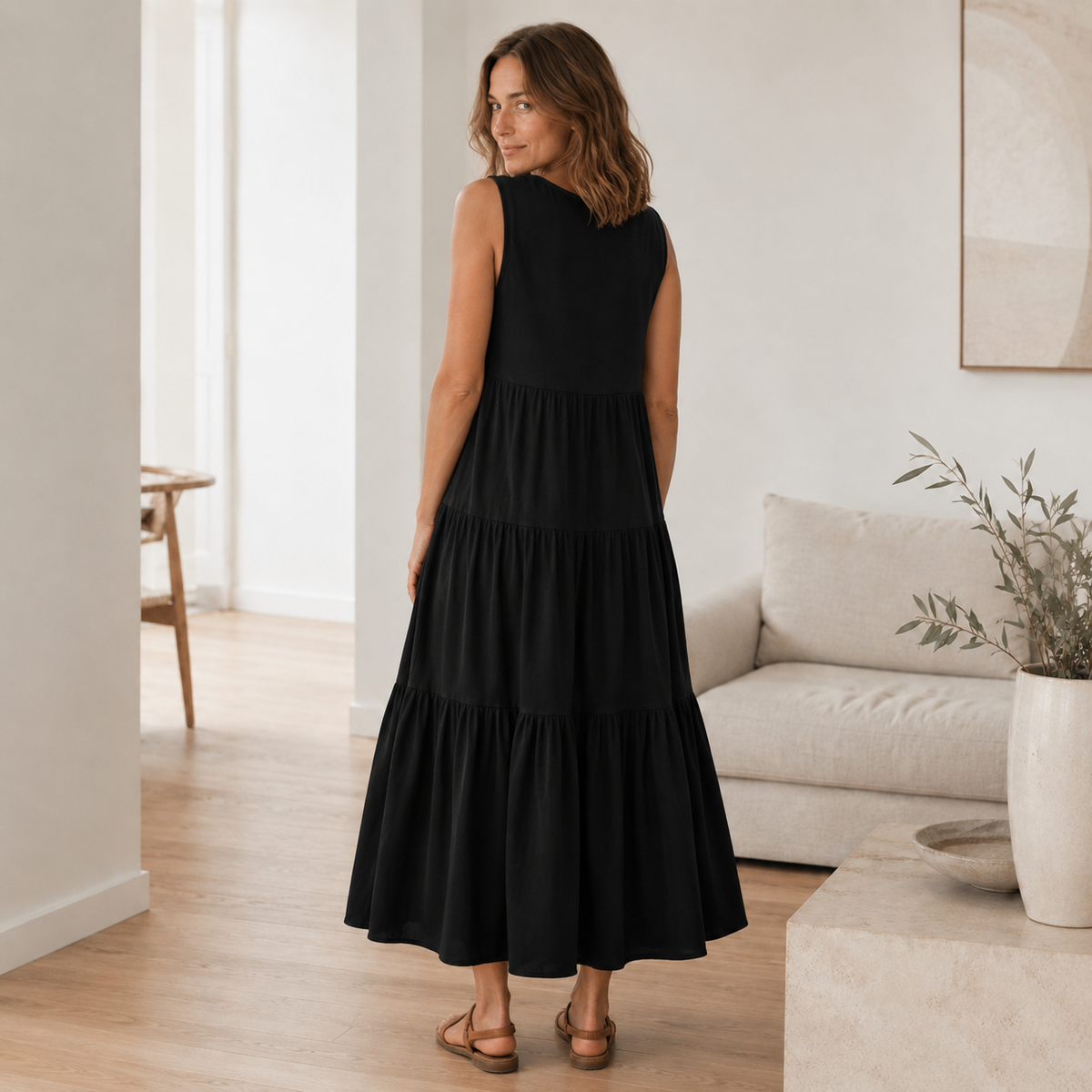 Robe longue Smilla – Fluide avec volants étagés