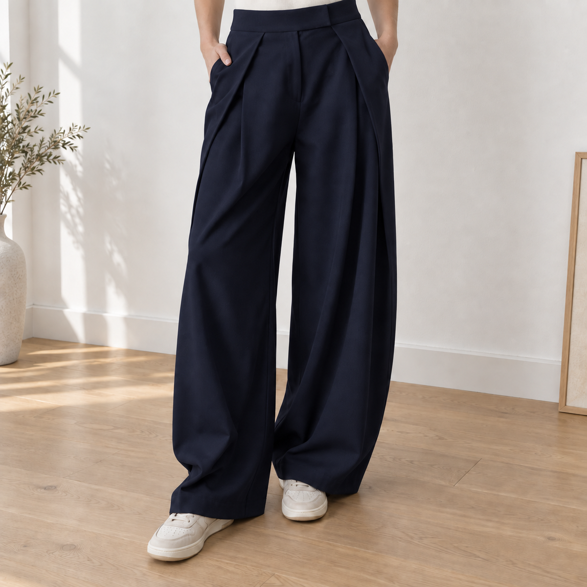 Pantalon Large Iris – Taille Haute et Plis Élégants