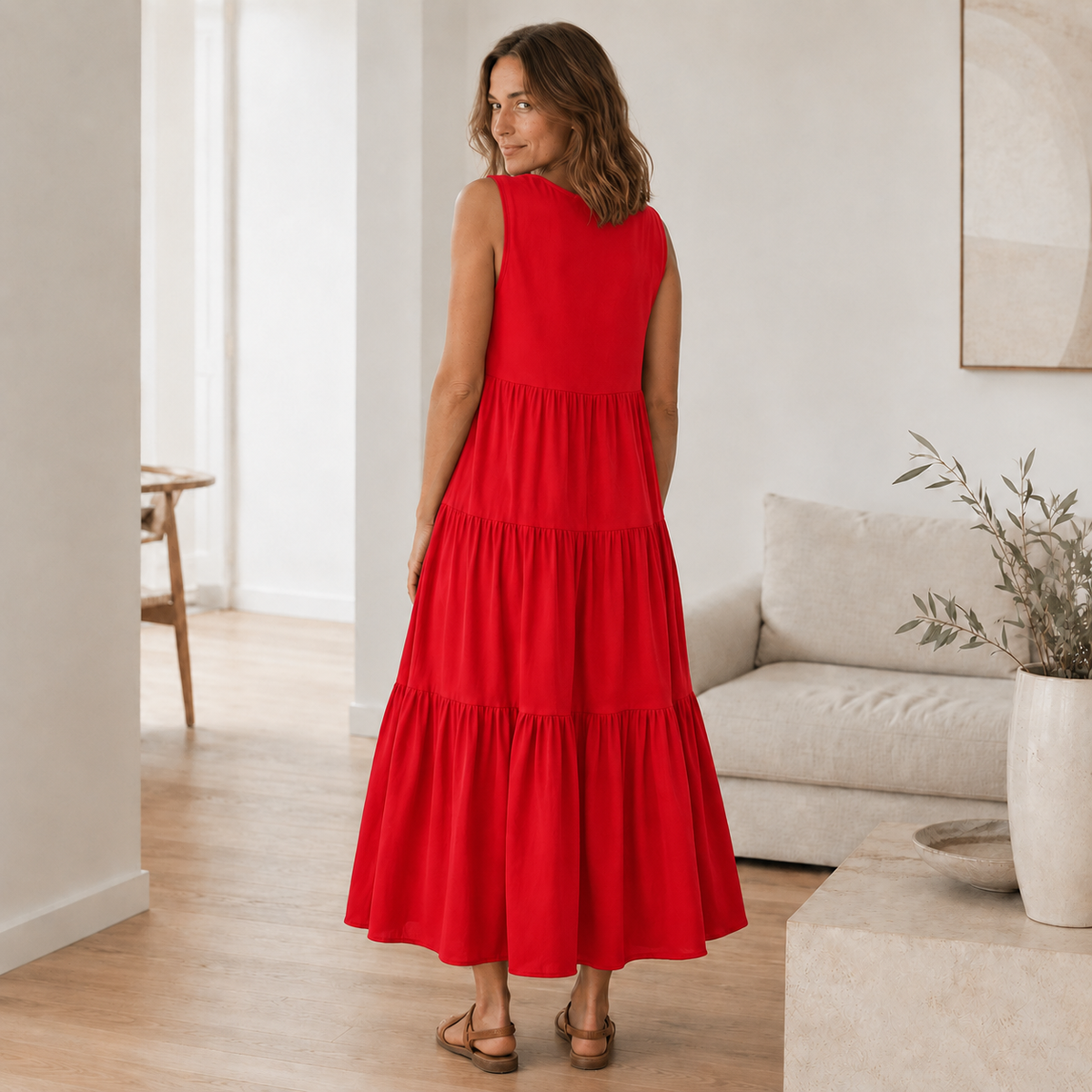 Robe longue Smilla – Fluide avec volants étagés