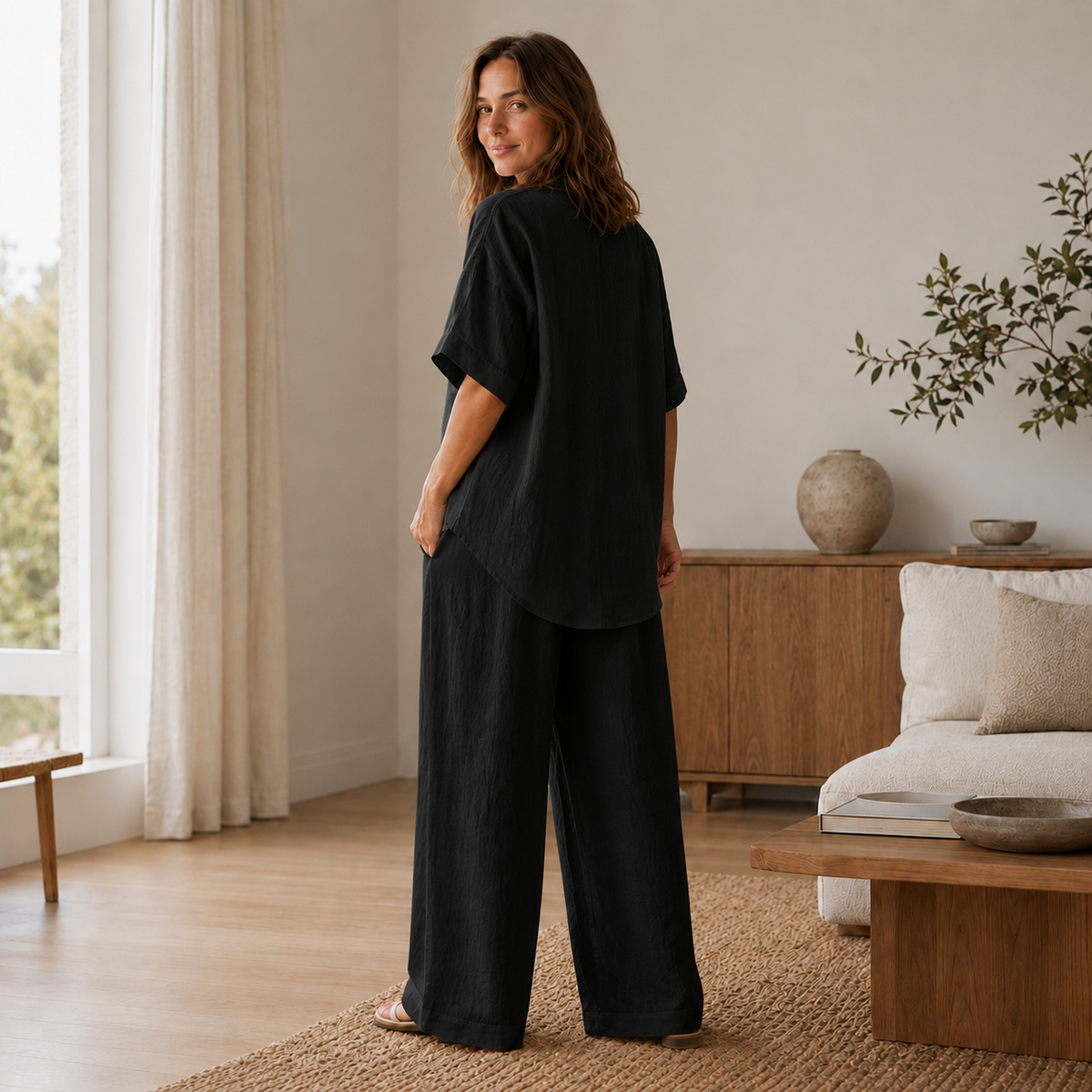 Ensemble Loungewear Lina – Blouse & Pantalon large