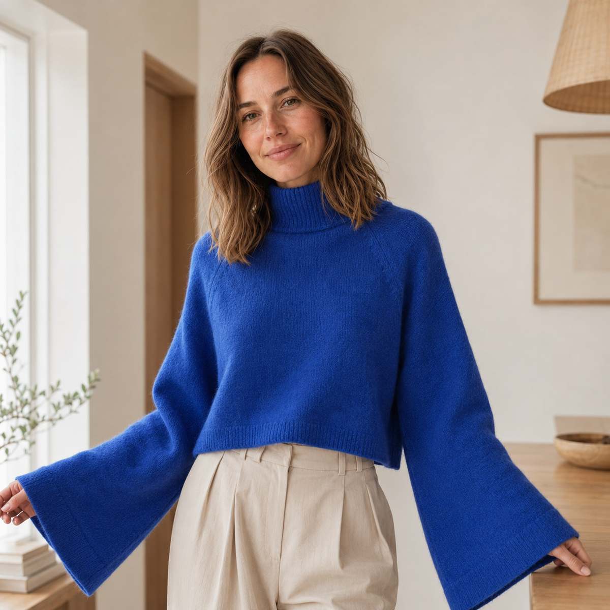 Pull col roulé Selma – Larges manches trompette