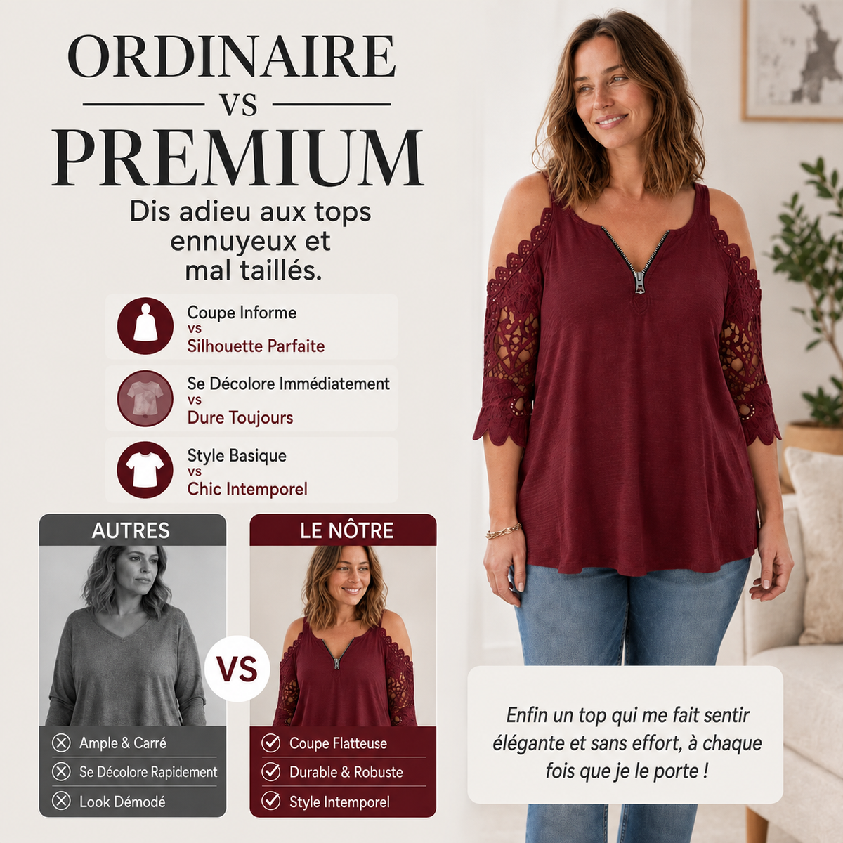 Top en Dentelle Amelie – Coquet et Élégant pour Toute Occasion
