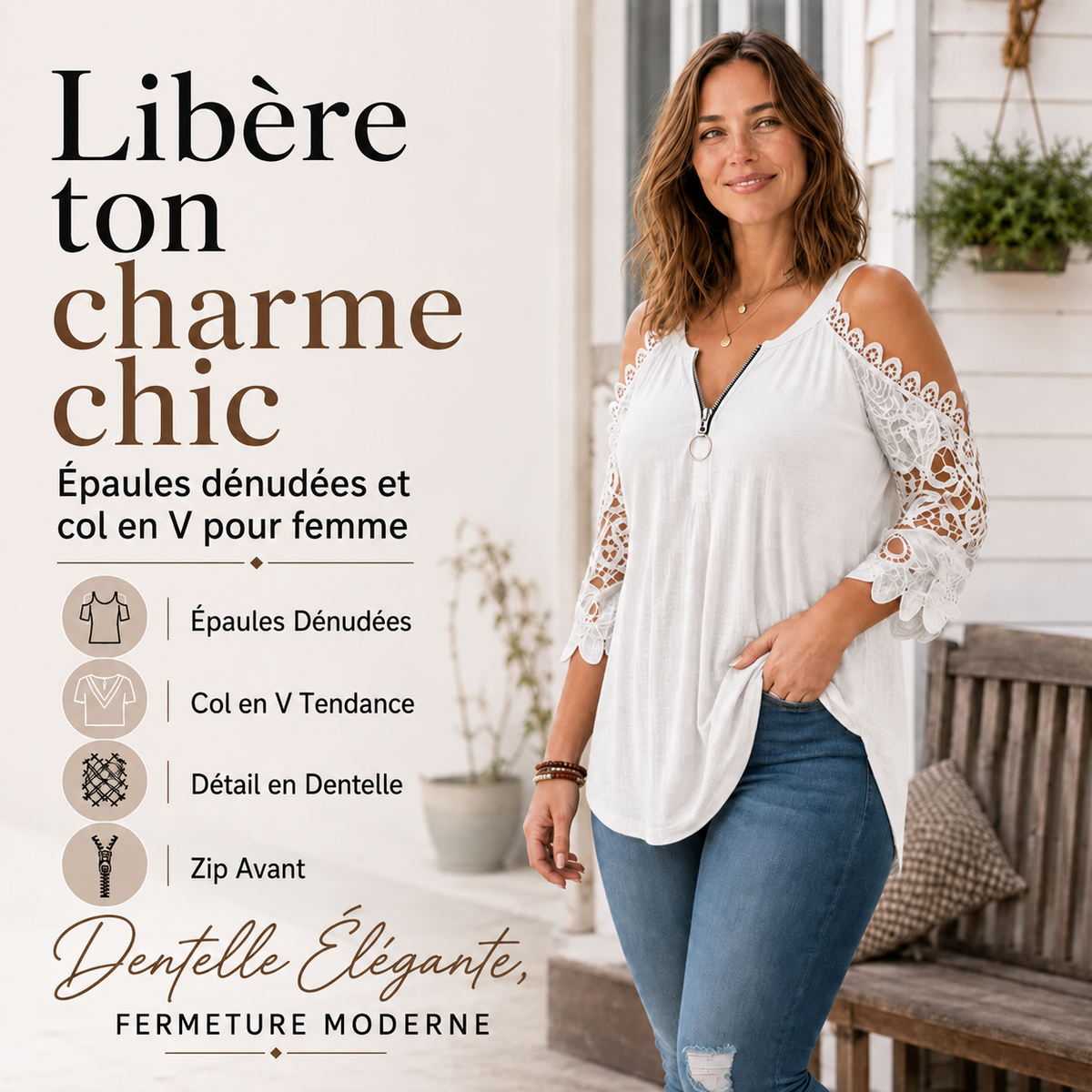 Top en Dentelle Amelie – Coquet et Élégant pour Toute Occasion