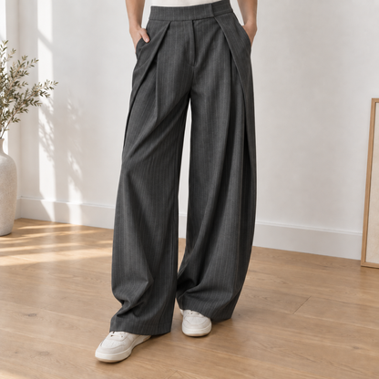 Pantalon Large Iris – Taille Haute et Plis Élégants