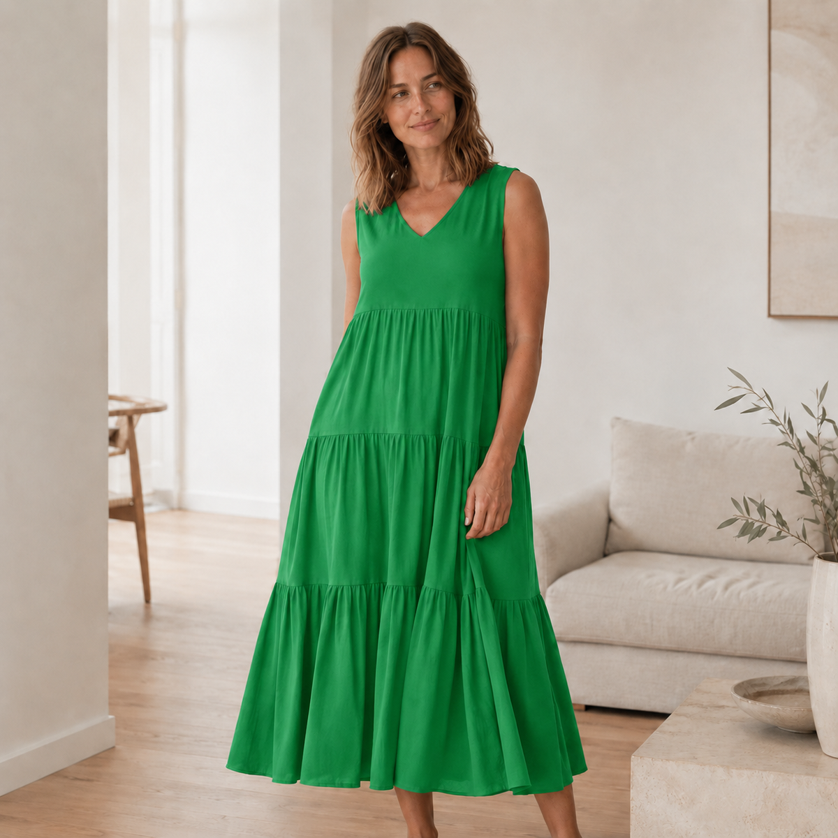 Robe longue Smilla – Fluide avec volants étagés