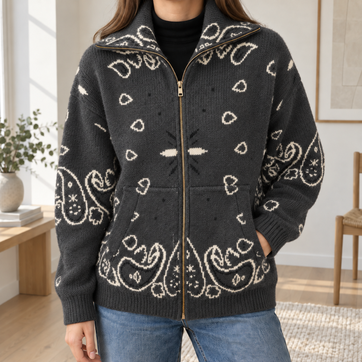 Cardigan Maë – Col Montant et Fermeture Zippée