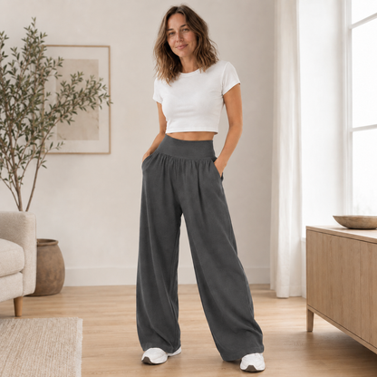 Pantalon large Saga – Taille haute, jambe fluide