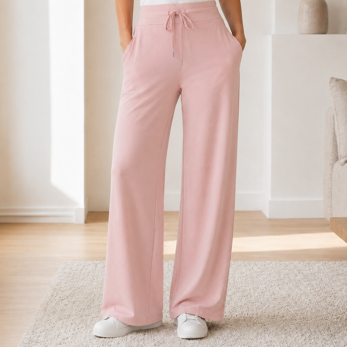 Pantalon wide-leg Kira – Taille haute effet soie glacée