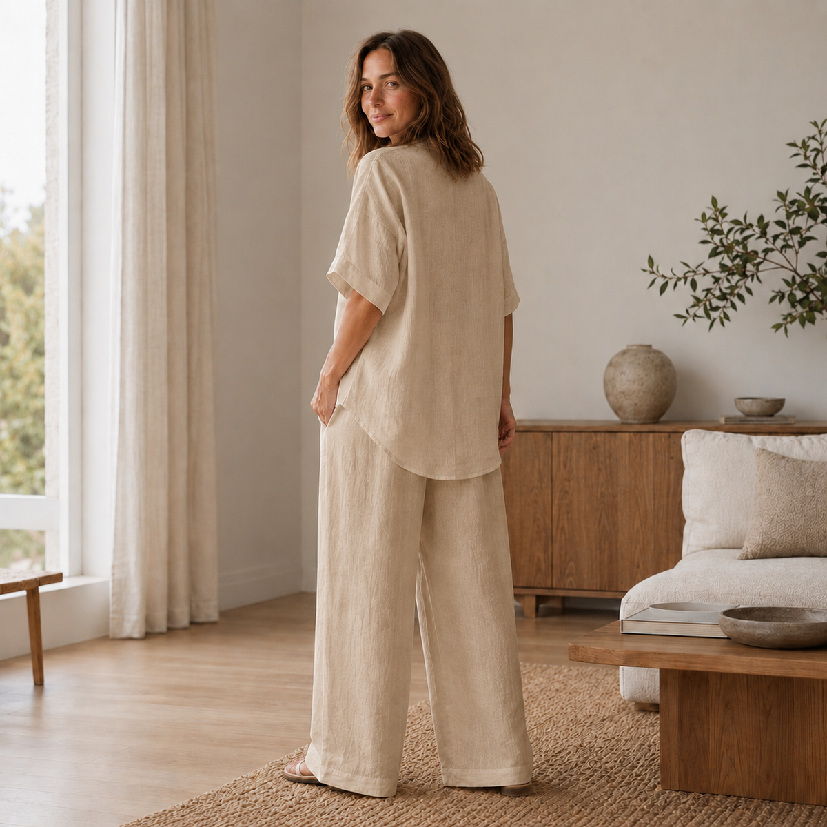 Ensemble Loungewear Lina – Blouse & Pantalon large