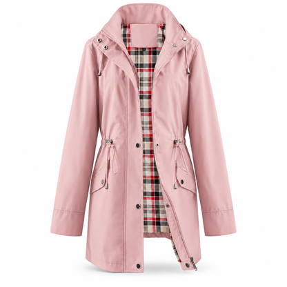 Trench imperméable Capucine – Doublure à carreaux & Coupe longue