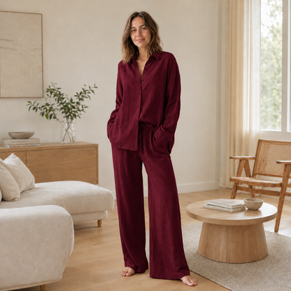 Ensemble Loungewear Liora – Chemisier & Pantalon