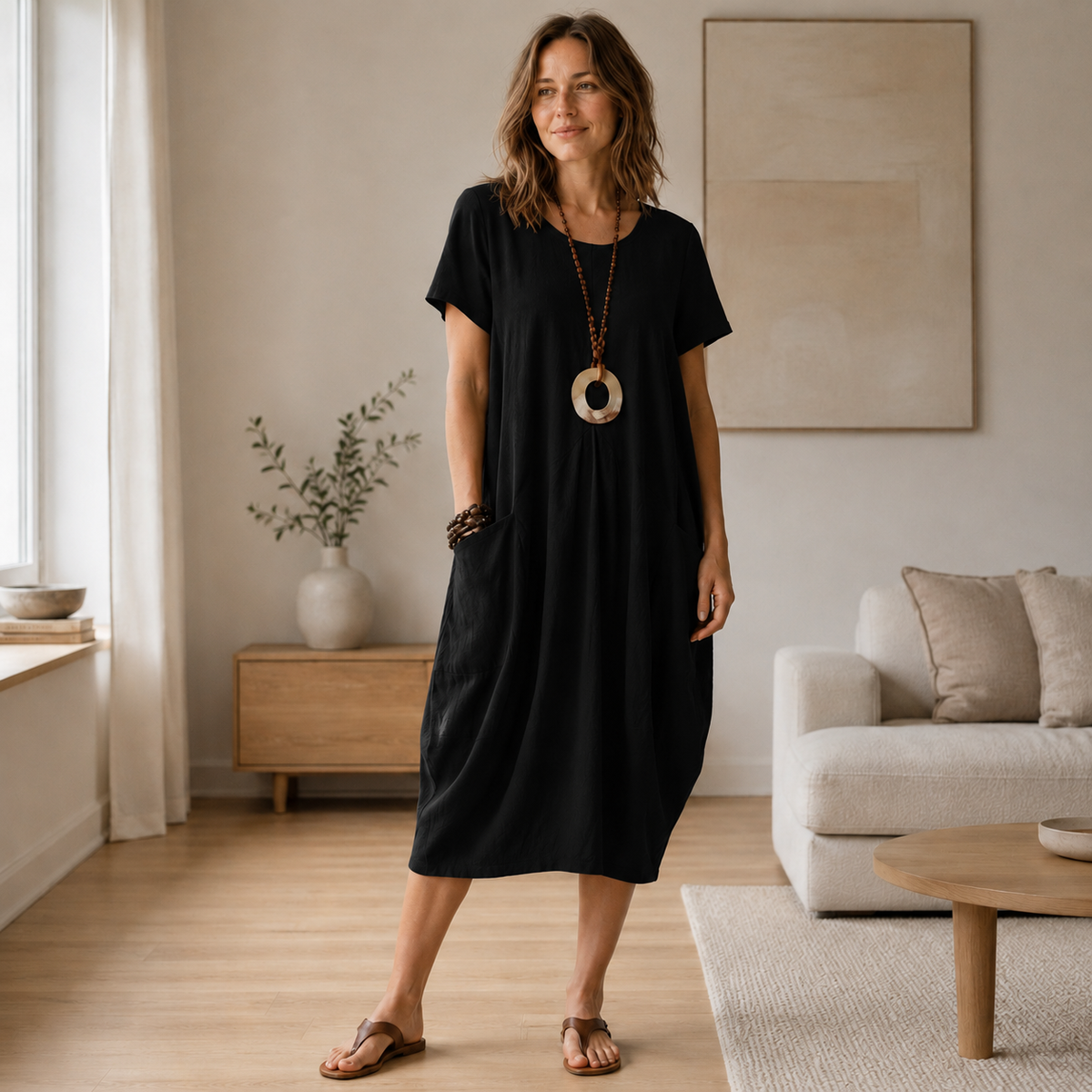 Robe d'été en lin Mira – Coupe ample avec poches