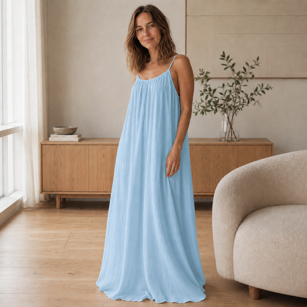 Robe longue à bretelles Saskia – Aérienne & longue