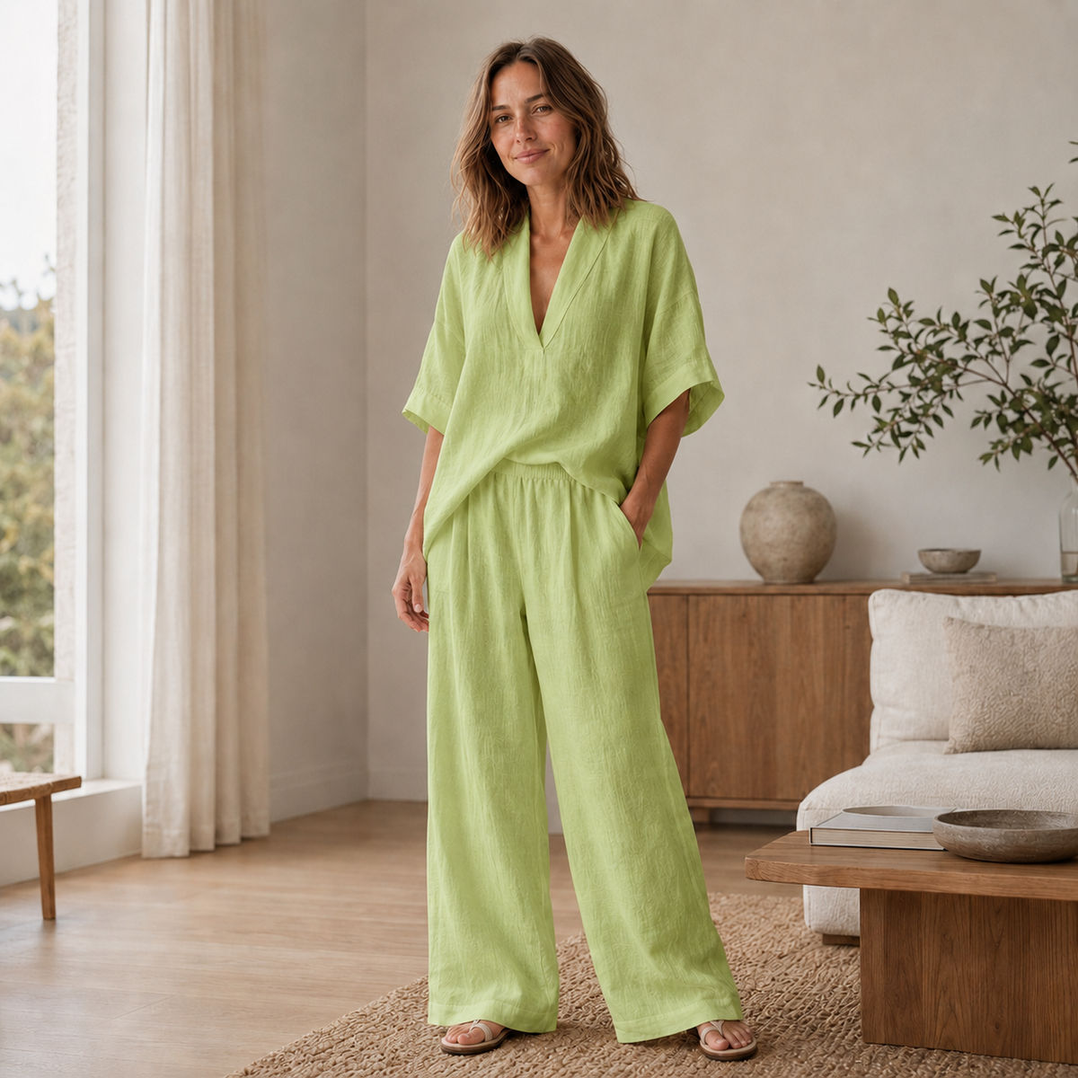 Ensemble Loungewear Lina – Blouse & Pantalon large