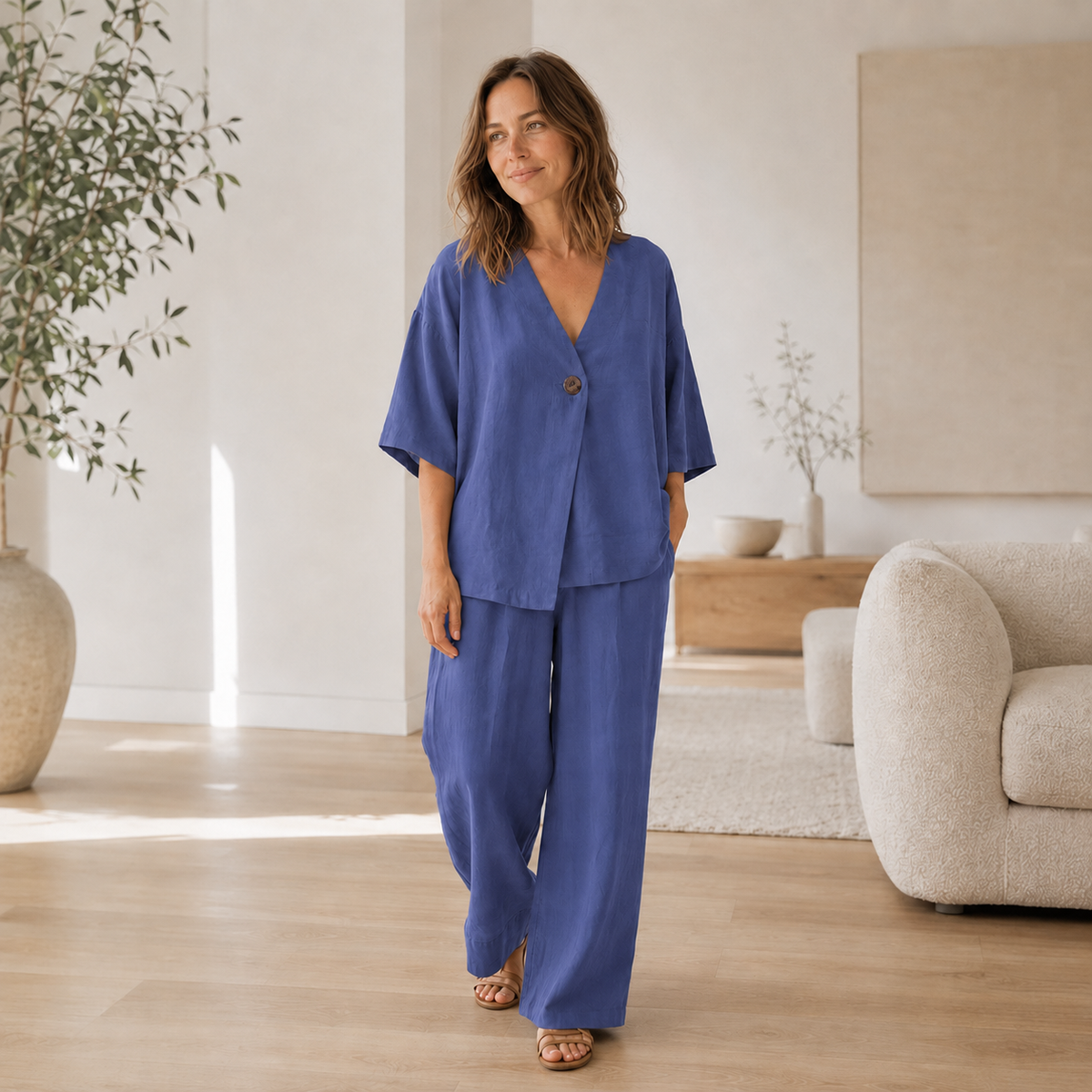 Ensemble Loungewear Mara – Blouse & Pantalon large