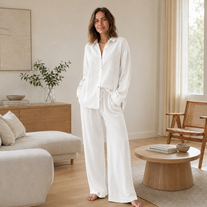 Ensemble Loungewear Liora – Chemisier & Pantalon