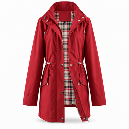 Trench imperméable Capucine – Doublure à carreaux & Coupe longue