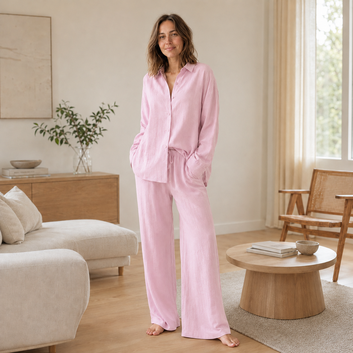 Ensemble Loungewear Liora – Chemisier & Pantalon