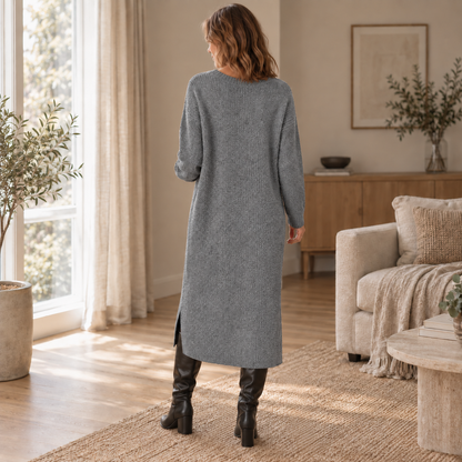 Robe midi en maille Brune