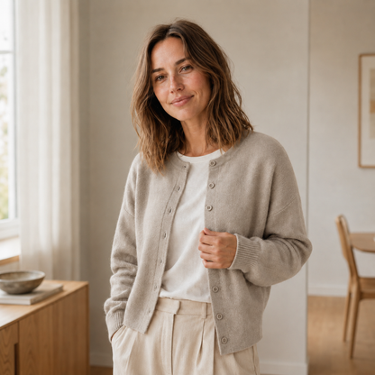 Cardigan basique Ella – Maille fine à boutonnage
