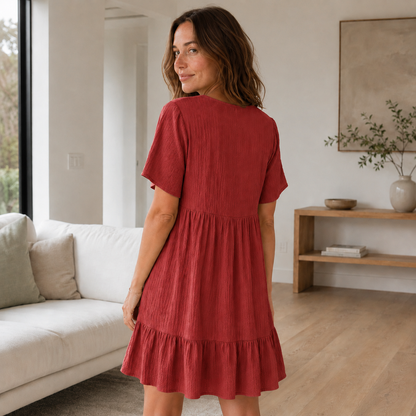 Robe d'été à volants Livia – Décolleté en V façon étagée